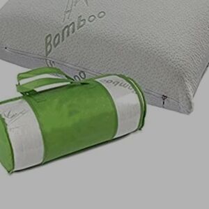 Bamboo Pillow with Green Carrying Bag